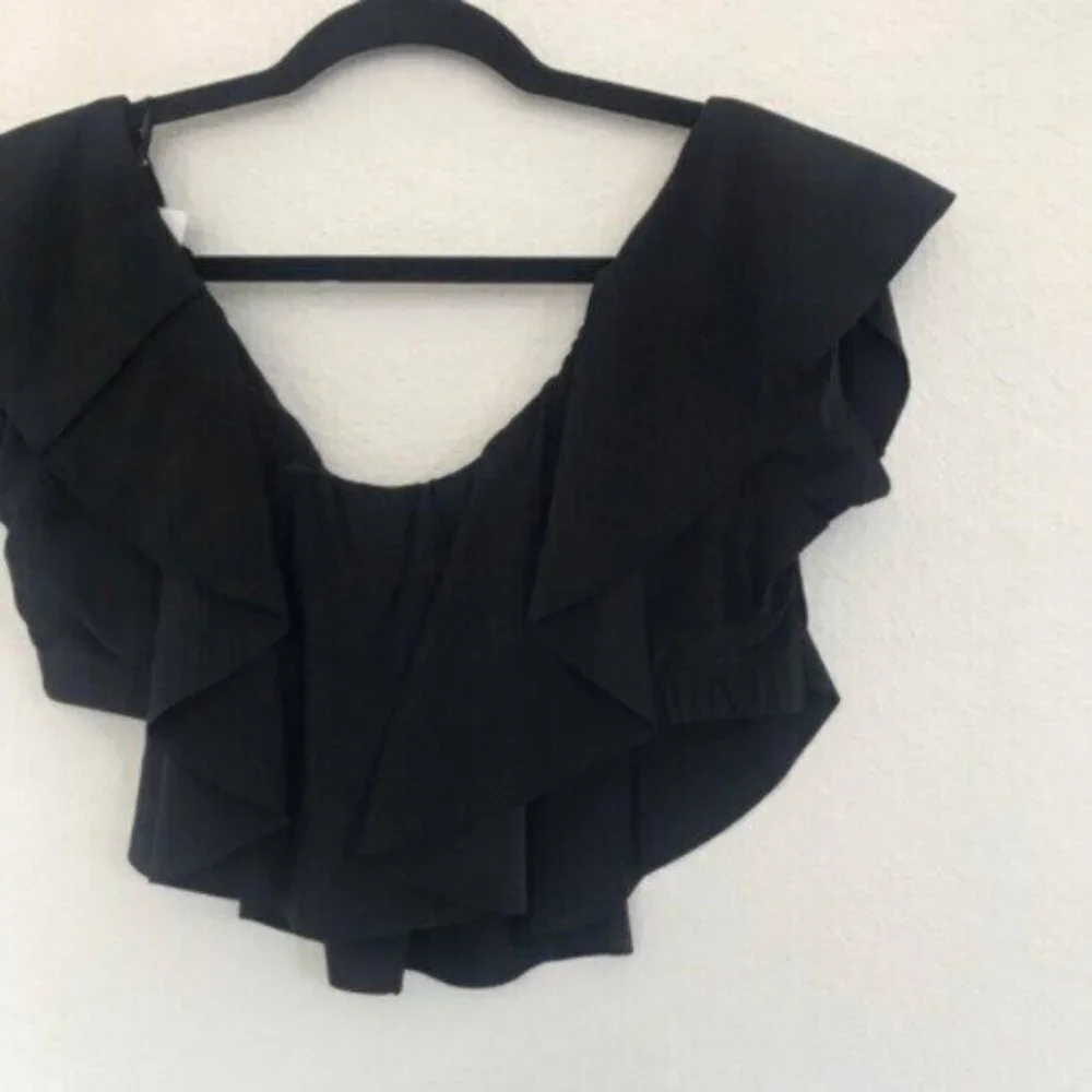 Unique Vintage Size 1X Black Ruffled Ramona Swim Top NWT - Picture 5 of 6